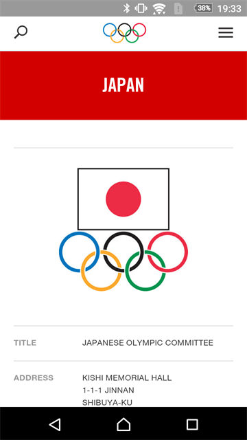 オリンピック公式サイトの国別ページ